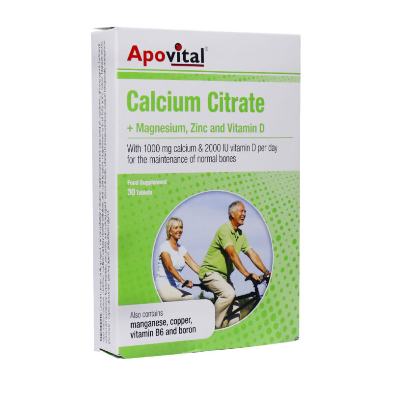 Apovital Calcium Citrate Magnesium Zinc And Vitamin D 30 Tabs