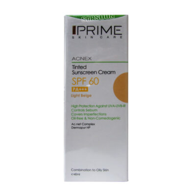 کرم ضد آفتاب رنگی فاقد چربی پریم SPF60 مناسب پوست های چرب و دارای جوش