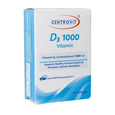 کپسول ویتامین دی 1000سنترویت 60عددی Centrovit D3 1000 Vitamin 60 Softgels