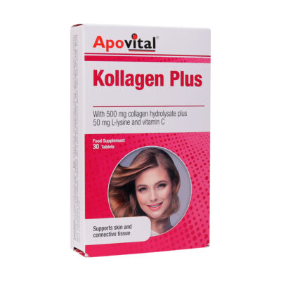 قرص کلاژن پلاس آپوویتال حاوی ویتامین C و لیزین 30 عدد Apovital Kollagen Plus 30 Tabs