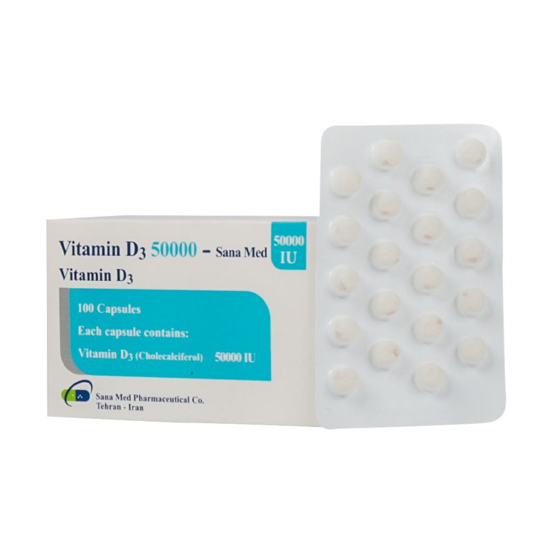 کپسول ویتامین D3 50000 واحد ثنامد 100 عدد Sana Med Vitamin D3 5000 IU 100 Caps