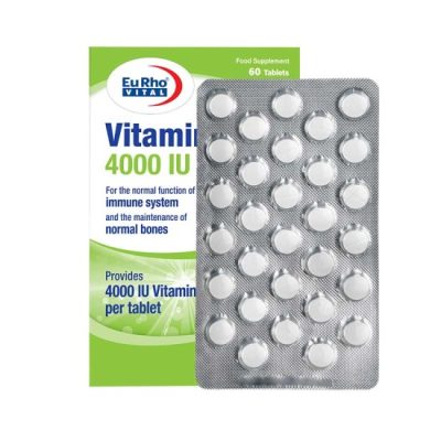 قرص ویتامین D۳ ۴۰۰۰ واحد یوروویتال ۶۰ عدد Eurhovital Vitamin D۳ ۴۰۰۰ IU ۶۰ Tabs