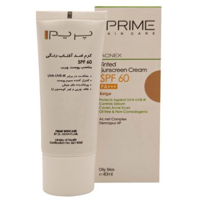 کرم ضد آفتاب رنگی فاقد چربی SPF60 (بژ) پریم