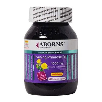 کپسول روغن گل مغربی 1000میلی ابورنز ۵۰ عددی Aborns Evening Primrose Oil ۱۳۰۰ mg ۵۰ caps