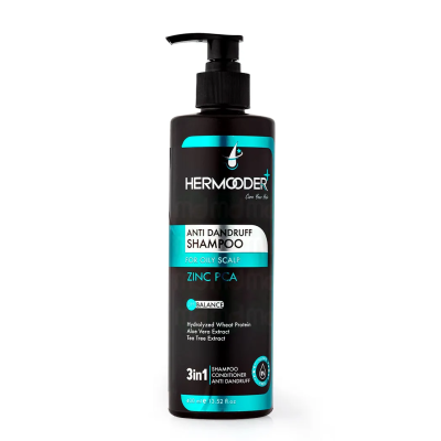 شامپو ضد شوره مدل Zinc PCA حجم 400 میلی لیتر هرمودر Hermooder Plus Anti Dandruff Zinc PCA Shampoo 400ml