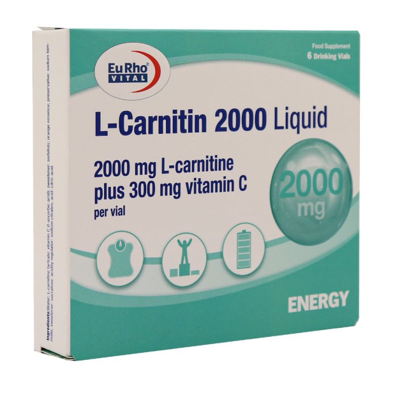 ویال ال کارنیتین 2000 میلی گرم یوروویتال 6 عدد Eurhovital L Carnitin 2000 Liquid 6 Vials