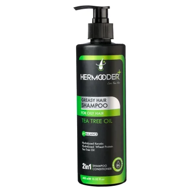 شامپو مخصوص موهای چرب هرمودر مدل TEA TREE OIL hermooder greasy hair shampoo