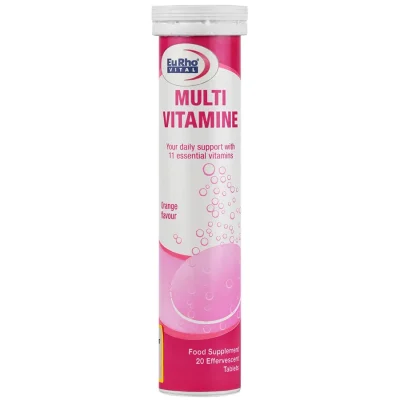 قرص جوشان مولتی ویتامین صورتی یوروویتال 20 عدد Eurho Vital Multi Vitamin 20 Effervescent Tabs