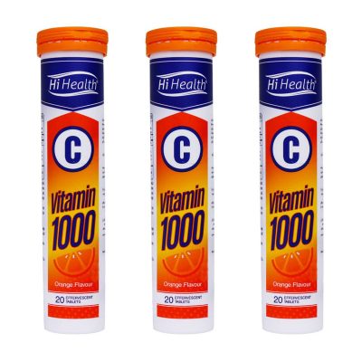 3 عدد قرص جوشان ویتامین C 1000 میلی گرم‌ های هلث 20 عدد با طعم پرتغال Hi Health Vitamin C 1000 Mg 20 Effervescent Tabs