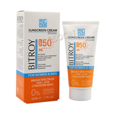 کرم ضد آفتاب بی رنگ پوست چرب بیتروی (SPF 50)