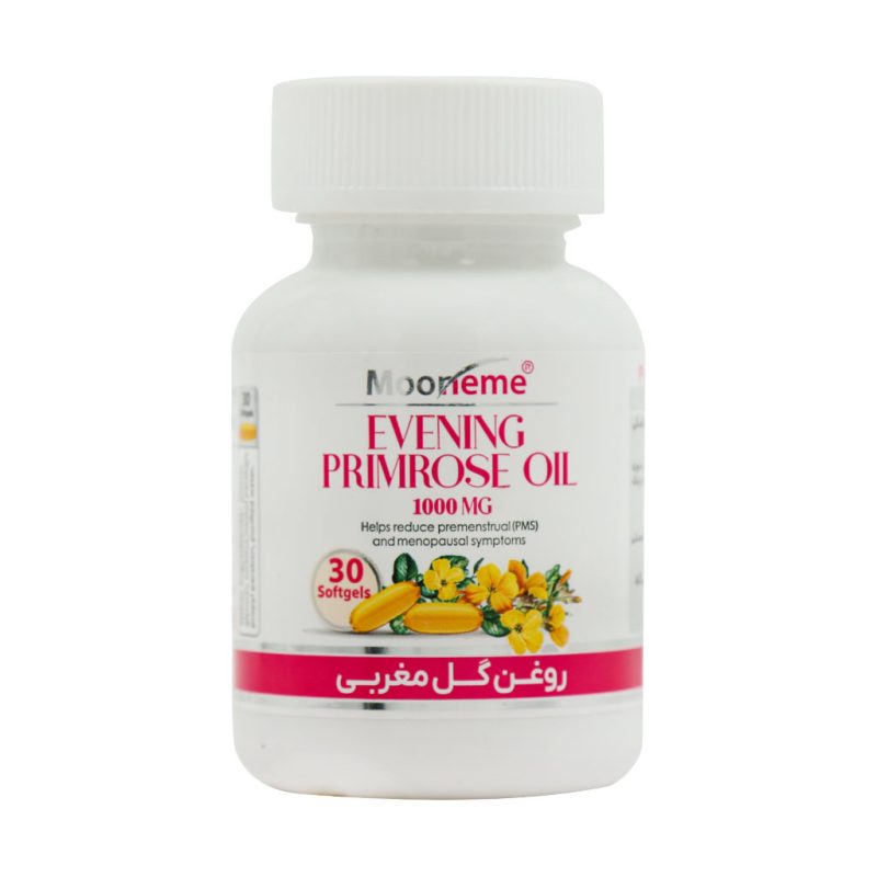 سافت ژل روغن گل مغربی 1000 میلی گرم مونم اکسیر آفرین آریا 30 عدد Exir Afarin Aria Mooneme Evening Primrose Oil 1000 mg 30 Softgels