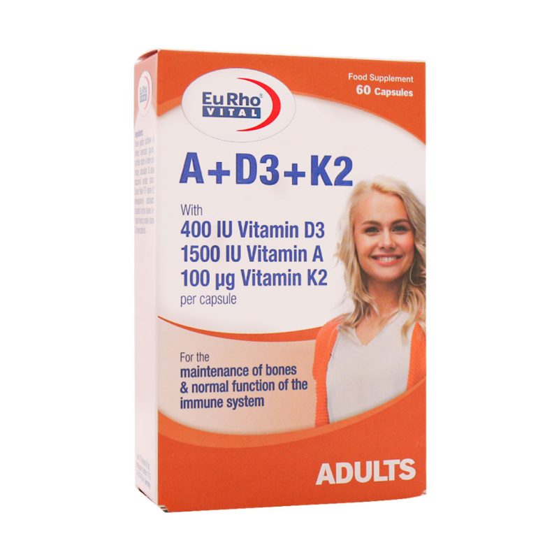 کپسول ویتامین آ د3 و کا2 یوروویتال 60 عدد EurhoVital A D3 K2 Vitamins 60 Caps