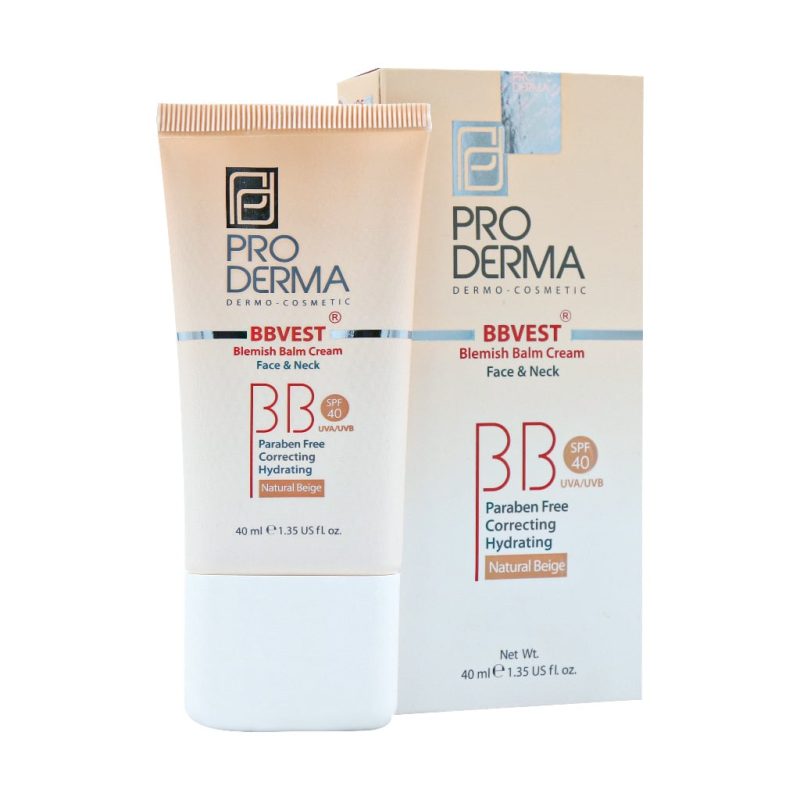 بی بی کرم SPF40 پرودرما مناسب پوست های چرب و جوشدار 40 میلی لیتر نچرال بژProDerma BBVest Blemish Balm Cream SPF40 40 ml امتیاز 5.00 از 5 امتیاز