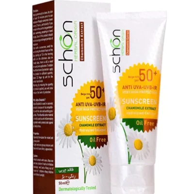 کرم ضد آفتاب فاقد چربی شون ⁺SPF50 مناسب پوست های مختلط و چرب ۵۰ میلی لیتر (جعبه معیوب)Schon Oil Free Sunscreen SPF50⁺ Cream For Combination And Oily Skins 50ml
