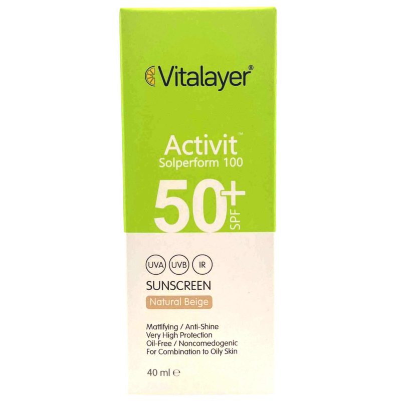فلوئید ضد آفتاب SPF50 پوست چرب اکتی ویت ویتالیر 50 میلی لیتر بژطبیعی