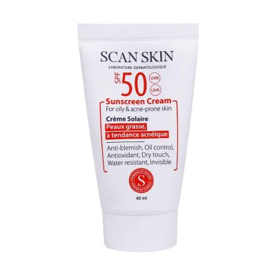 کرم ضد آفتاب پوست چرب و مستعد آکنه فاقد رنگ اسکن اسکین 40 میلی لیتر Scan skin sunscreen cream for oil skin 40 ml