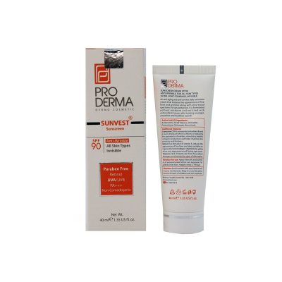 ویژگی های ضد آفتاب پرودرما 90 دارای رتینول به منظور تحریک سنتز کلاژن و رفع شلی و افتادگی پوست ناشی از افزایش سن دارای +++PA و حفاظت کامل در برابر پرتوهای UVA و UVB نور خورشید فاقد چربی، مناسب برای استفاده به همراه مواد آرایشی افزایش استحکام و حفظ انعطاف پذیری پوست