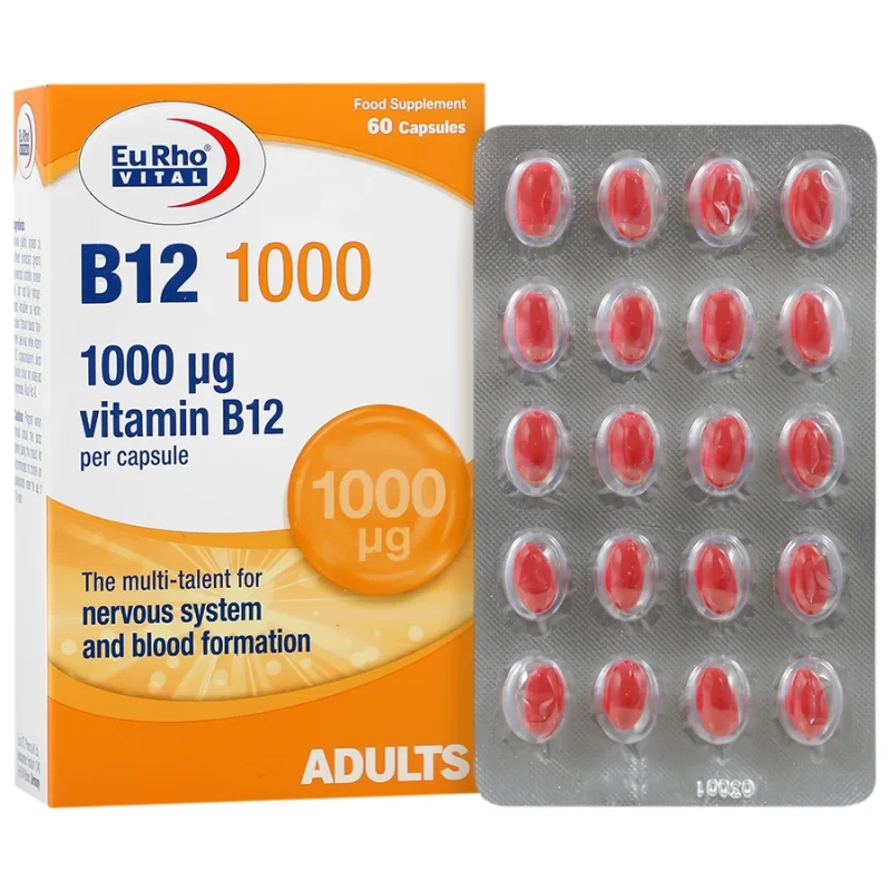 ویتامین ب12 یوروویتال 1000 میکروگرم 60 عددی Eurhovital Vitamin B12 1000 mcg