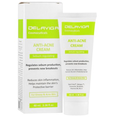 کرم ضد جوش پوست های چرب و جوشدار دلاویگا 40 میلی Anti Acne Cream Sebum regulating