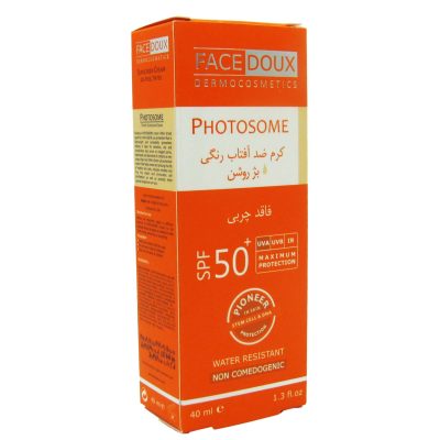 کرم ضد آفتاب فوتوزوم فیس دوکس ⁺SPF50 حجم ۴۰ میلی لیتر بژ روشن (جعبه معیوب) Face Doux Photosome Sunscreen Cream Invisible SPF 50⁺ 40ml