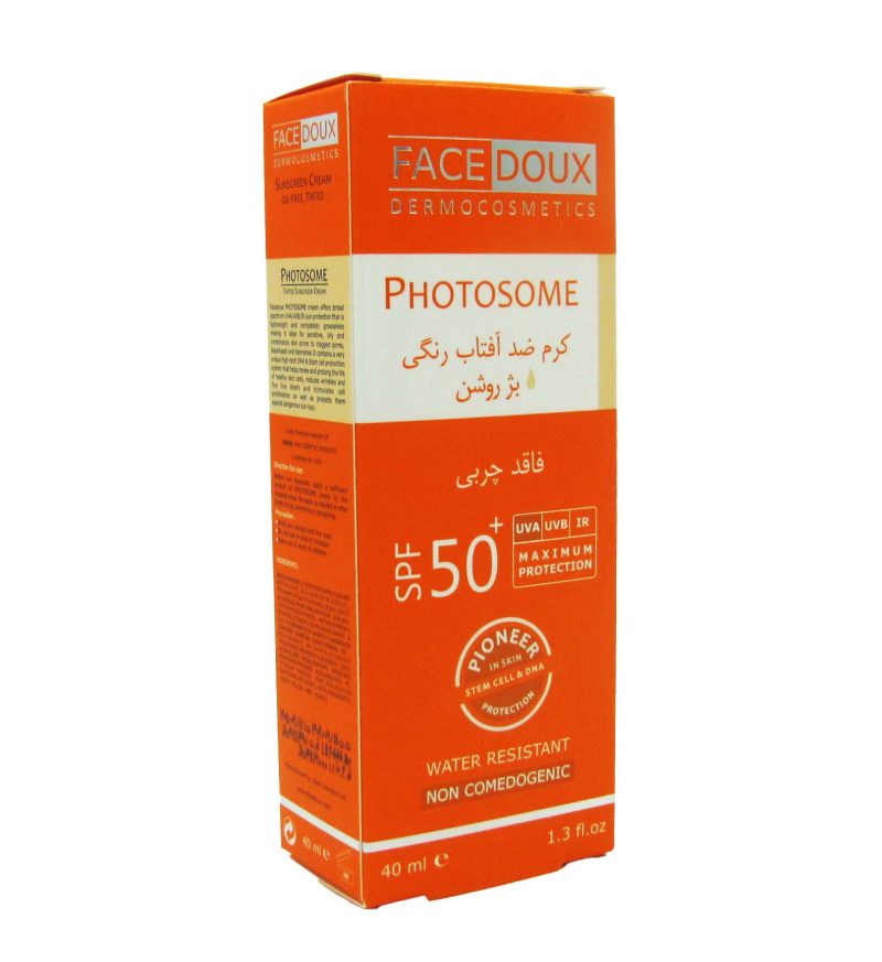 کرم ضد آفتاب فوتوزوم فیس دوکس ⁺SPF50 حجم ۴۰ میلی لیتر بژ روشن (جعبه معیوب) Face Doux Photosome Sunscreen Cream Invisible SPF 50⁺ 40ml