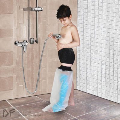 ویژگی های محافظ گچ و پانسمان در حمام طب و صنعت کد 93100 جلوگیری از مرطوب شدن گچ و پانسمان هنگام استحمام مناسب برای زیر زانو و دست بزرگسالان محافظ گچ و پانسمان در حمام کوتاه مناسب برای دست و ران کودکان