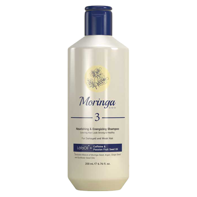 شامپو مغذی و انرژی بخش 3 مورینگا امو مناسب موهای آسیب دیده و ضعیف 200 میلی 4000Moringa Emo 3 Nourishing & Energizing Shampoo for damaged and weak hair (کپی)