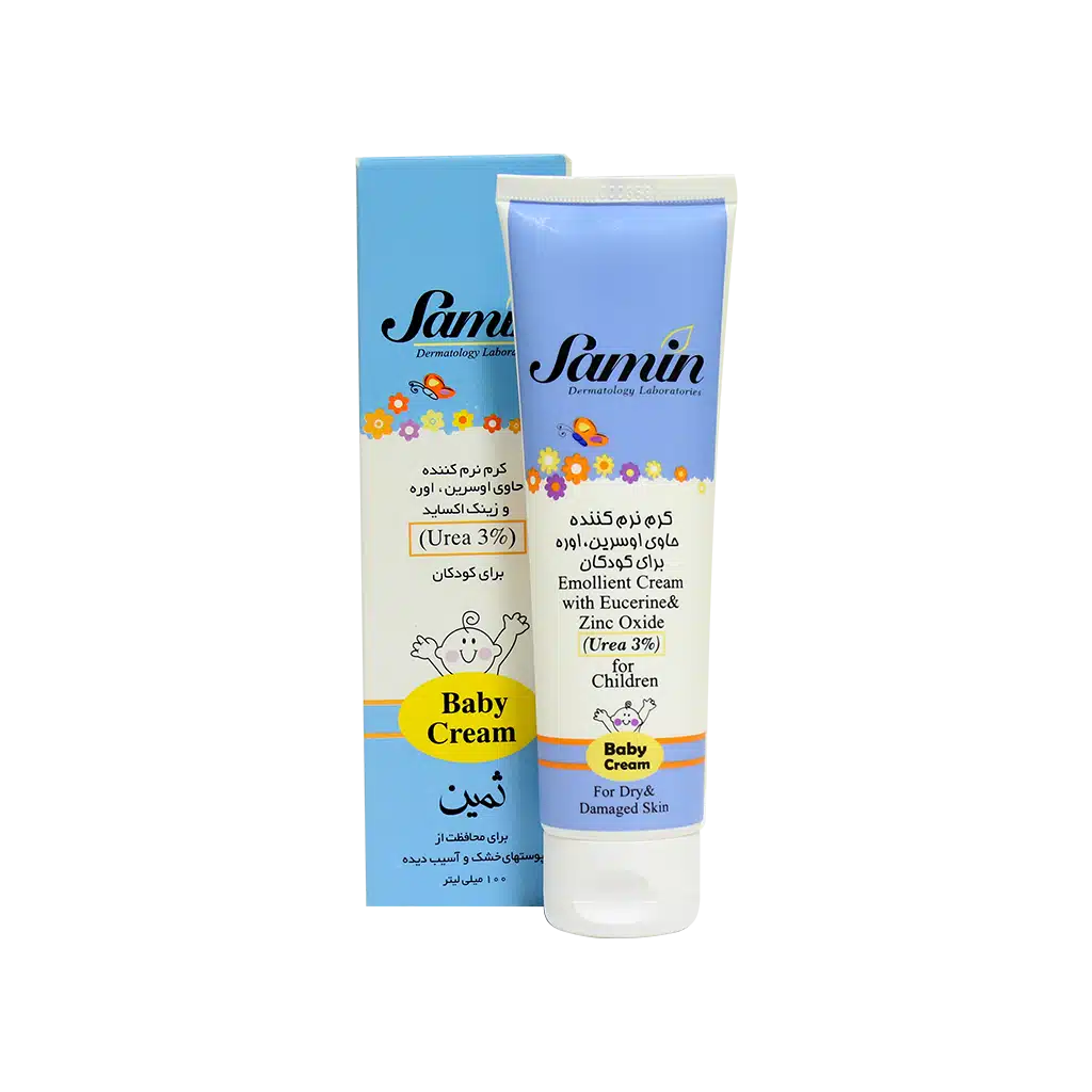 ویژگی های کرم نرم کننده اوسرین و اوره ۳ درصد کودکان ثمین مراقبت و پیشگیری از عوارض ناشی از انواع خشکی پوست همچون: اگزمای سرشتی (اتوپیک)، سن بالا، ایکتیوز، پسوریازیس و اگزمای دست و پا نرم کننده و مرطوب کننده پوست های حساس و آسیب دیده فاقد رنگ و عطر و مناسب پوست حساس کودکان مناسب برای خشکی های متوسط تا شدید مناسب اطفال و نوزادان با پوست حساس رفع کننده التهاب ناحیه پوشک اطفال بدون ایجاد حساسیت پوستی