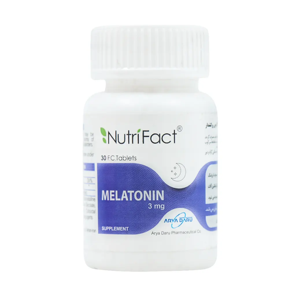 قرص ملاتونین 3 میلی گرم نوتری فکت آریا دارو 30 عدد Arya Daru Melatonin 3 mg 30 FC Tabs