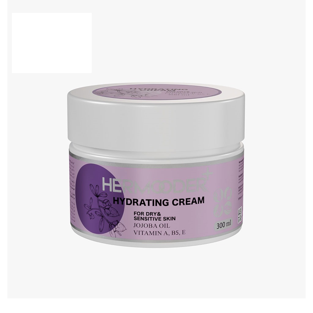 کرم ابرسان جوجوبا هرمودر پلاس hermooder plus hydrating cream for dry & sensitive skin jojoba oil 300ml