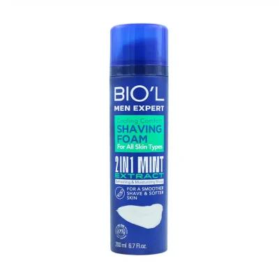فوم اصلاح مردانه 2 در 1 نعنا مناسب پوست نرمال 200 میل بیول Biol 2 In 1 Mint Extarct Shaving Foam 200ml