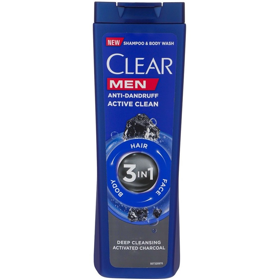 شامپو ضد شوره آقایان کلییر حاوی زغال فعال با عملکرد سه گانه حجم 400 میلی لیتر Clear Men Active Clean 3 In 1 Anti Dandruff Shampoo 400 ml