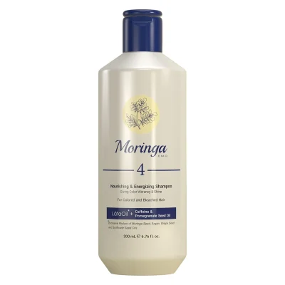 شامپو مغذی و انرژی بخش 4 مورینگا امو مناسب موهای رنگ و دکلره شده(200)4Moringa Emo Nourishing Shampoo For Colored Hair