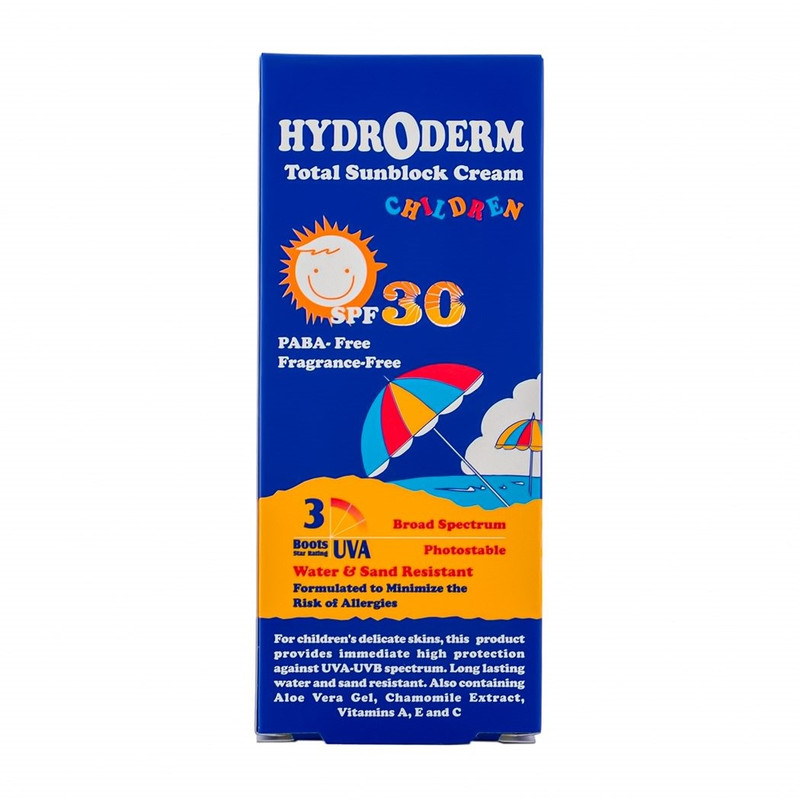 کرم ضد آفتاب بی رنگ هیدرودرم با SPF30 مناسب کودک حجم 50 میلی لیتر Hydroderm Spf 30 Children Total Sunblock Cream