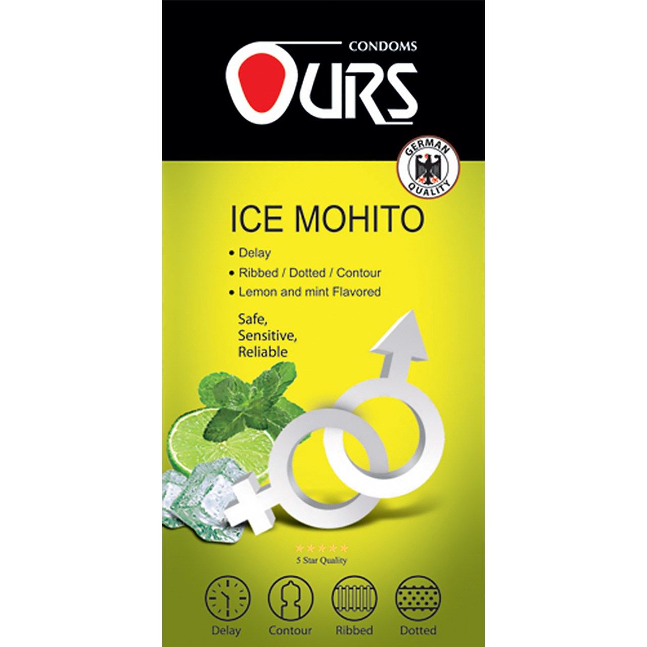 کاندوم اورز مدل Ice Mohito بسته 12 عددی Ours Ice Mohito Lemon Condom 12PCS